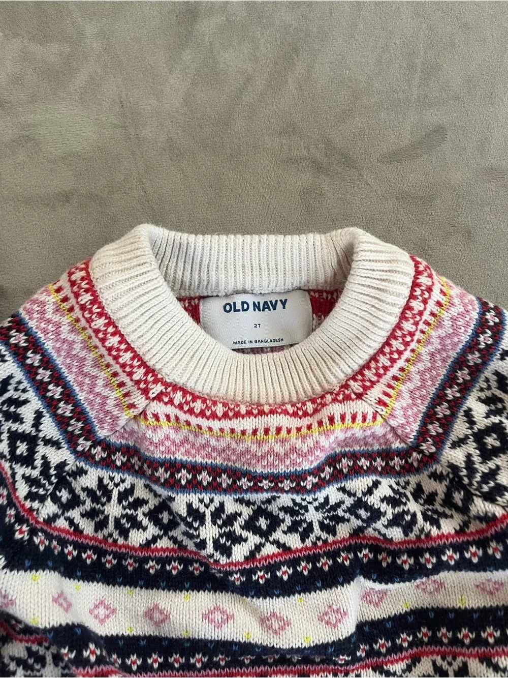 Old Navy and Gap Kids Fair Isle Sweater Duo in Gray, Navy, Pink, Yellow 18m-2T
